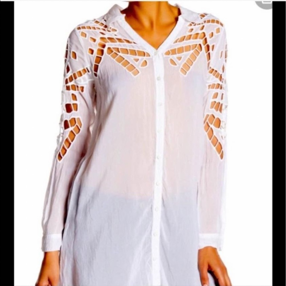 Johnny Was White Button Down Shirtdress/Coverup NWOT!